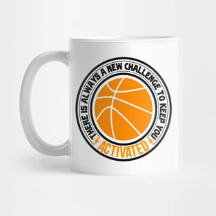 Orange basketball players ball with black saying text Mug